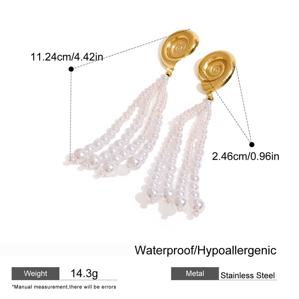 1 Pair Romantic Series Shell Stainless Steel Gold Plated Artificial Pearl Women Beads Earrings Picture2