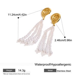 1 Pair Romantic Series Shell Stainless Steel Gold Plated Artificial Pearl Women Beads Earrings h5 Picture2