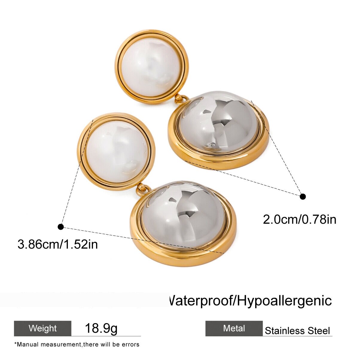1 Paar Simple Series  Runder Edelstahl 18 Karat Vergoldet Künstliche Perle Damen Tropfenohrringe h5 Bild2