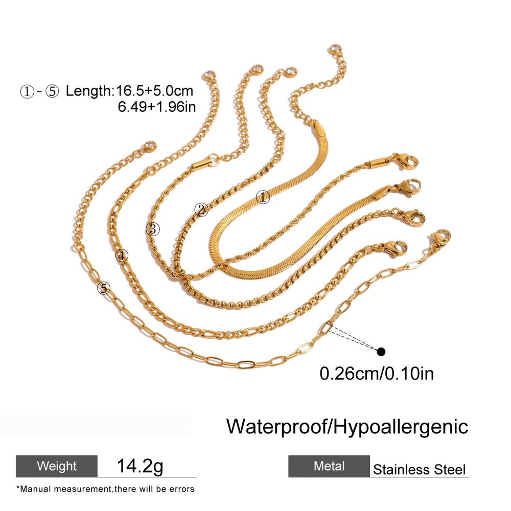 1 Piece Simple Series Line Stainless Steel Gold Plated Women Chain Bracelets h5Picture2
