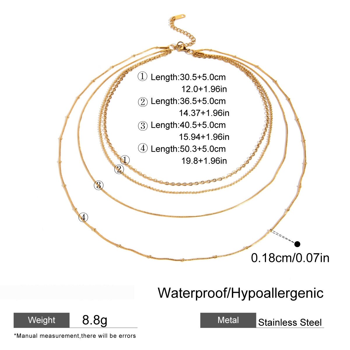 1 Piece Classic Series Elegant Geometric Stainless Steel  Gold Plated Women Layered Necklaces h5 