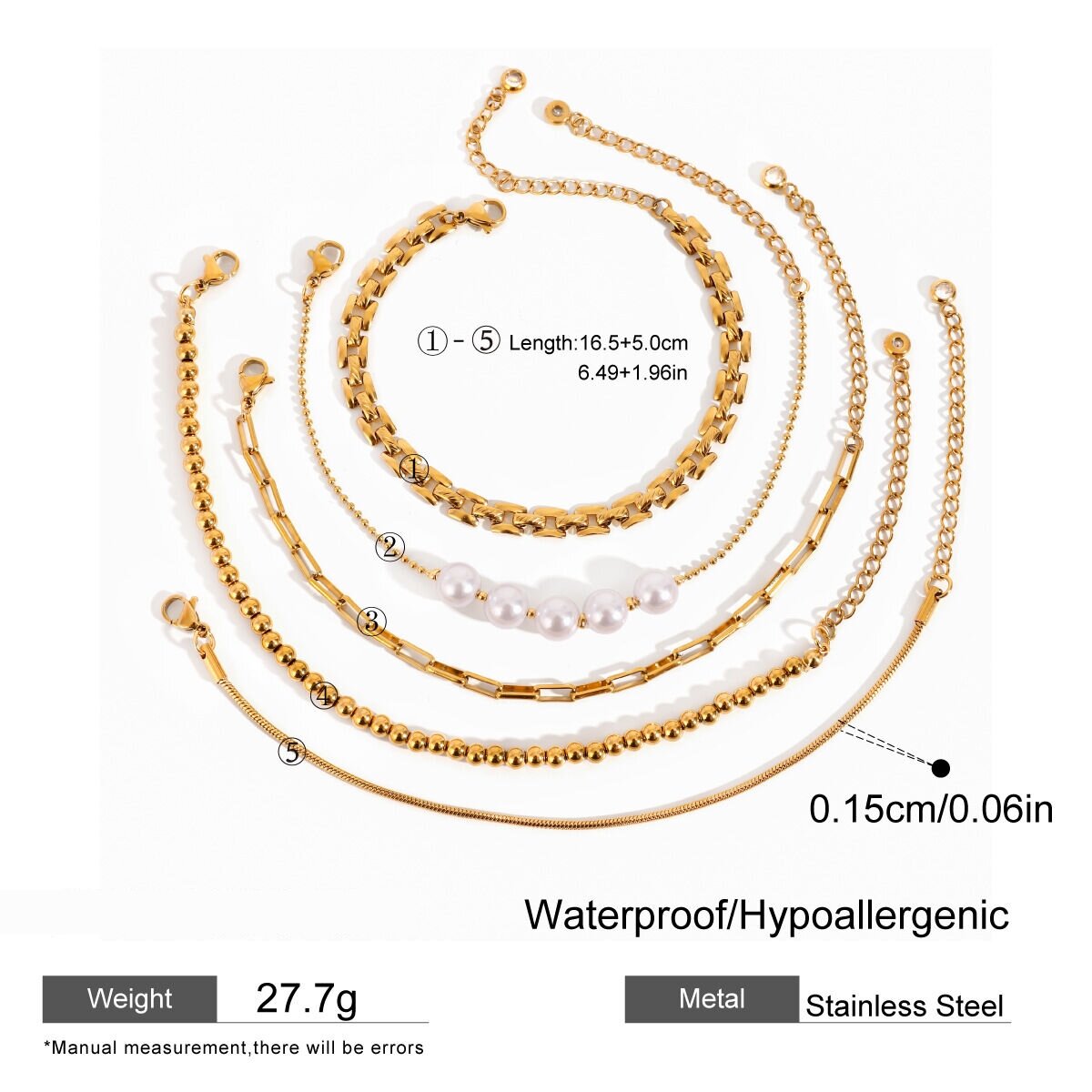 1 Piece Luxurious Series Elegant Geometric Stainless Steel  Gold Plated Women Chain Bracelets h5 