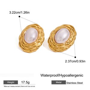 1 Paar Classic Series Retro Geometrische Roestvrijstalen Goud Vergulde Dames Oorstekers h5