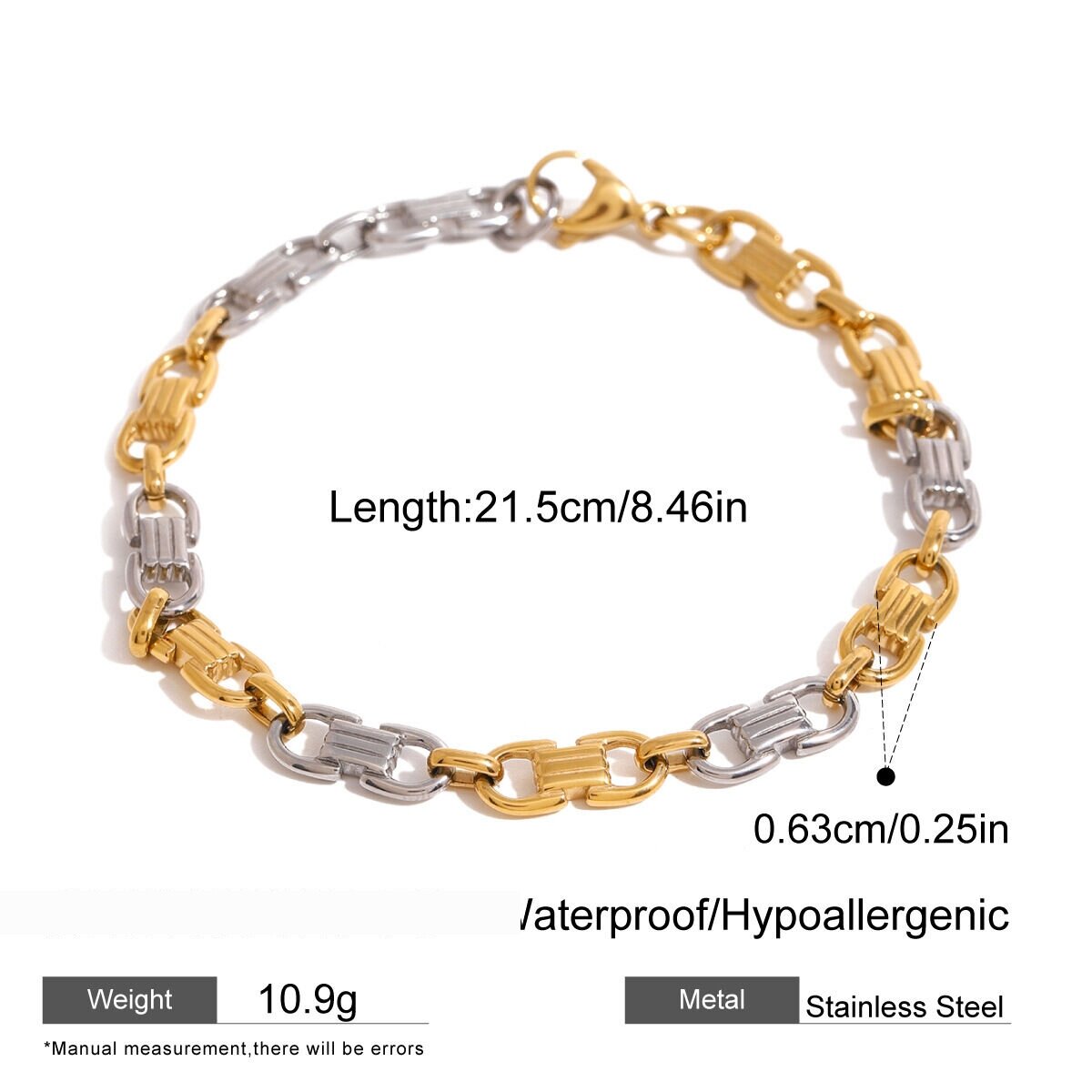 1 Piece Simple Series Casual Geometric Stainless Steel  Gold Plated Women Chain Bracelets h5 Picture2