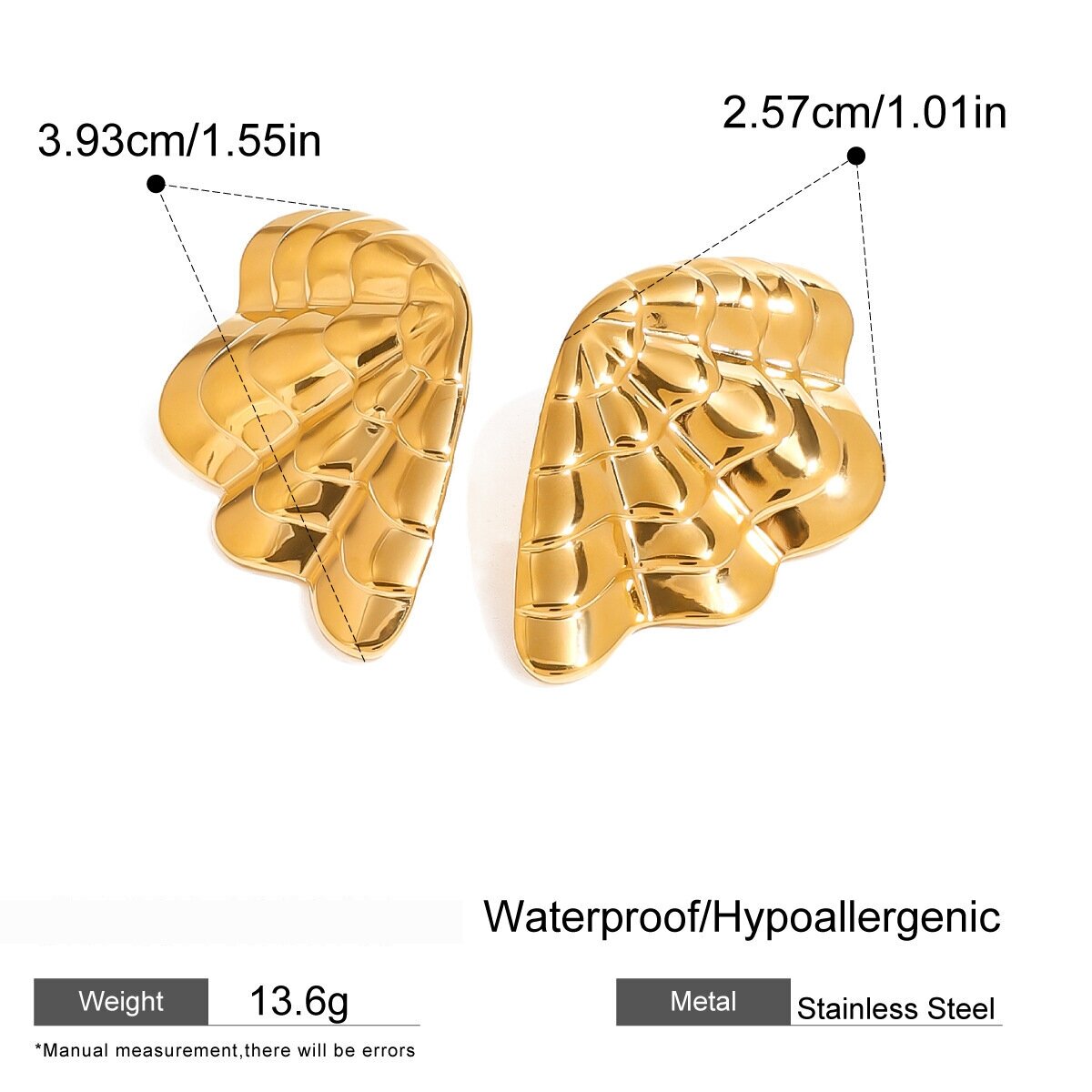 1 Pair Simple Series Retro Geometric Stainless Steel  Gold Plated Women Stud Earrings h5 Picture2