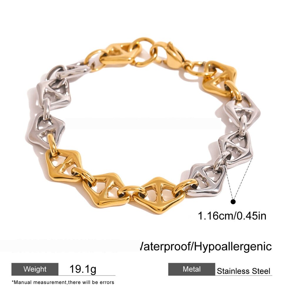 1 Piece Simple Series Casual Geometric Stainless Steel Gold Plated Women Chain Bracelets Picture2