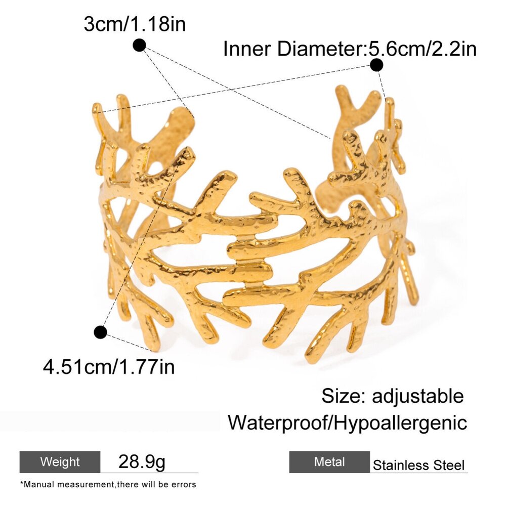1 Piece Simple Series Retro Plant Stainless Steel Gold Plated Women Bangles Picture2