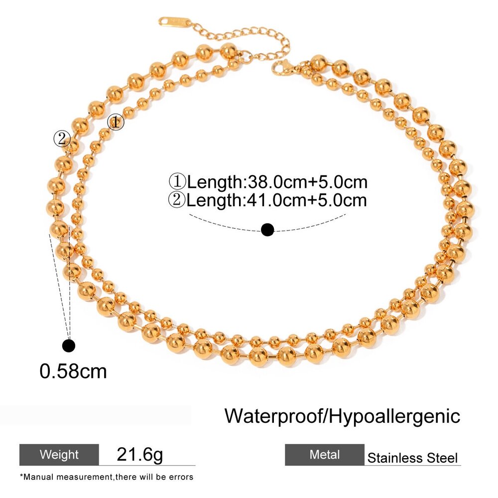 1 Piece Simple Series Simple Heart Stainless Steel Gold Plated Women Beaded Necklaces Picture2