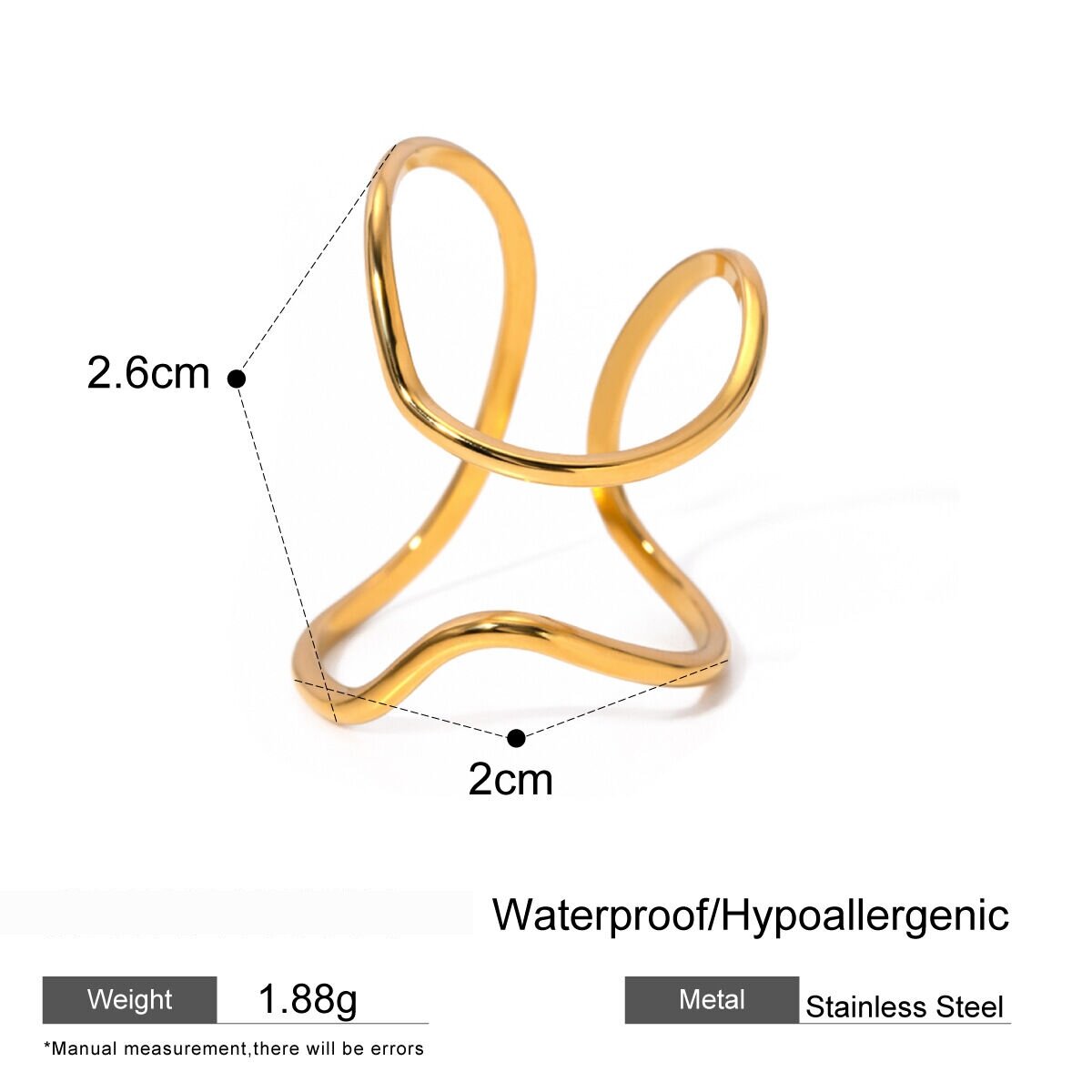 1 Paar Simple Series Simple Line Edelstahl 18 Karat Vergoldete Verstellbare Damenringe h5 Bild2