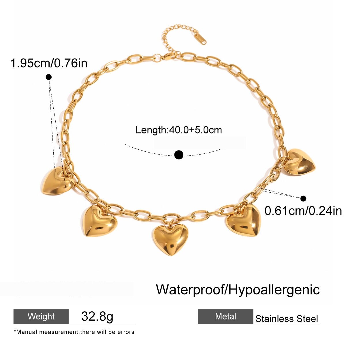 1 Piece Simple Series Sweet Heart Stainless Steel  Gold Plated Women Pendant Necklaces Picture2