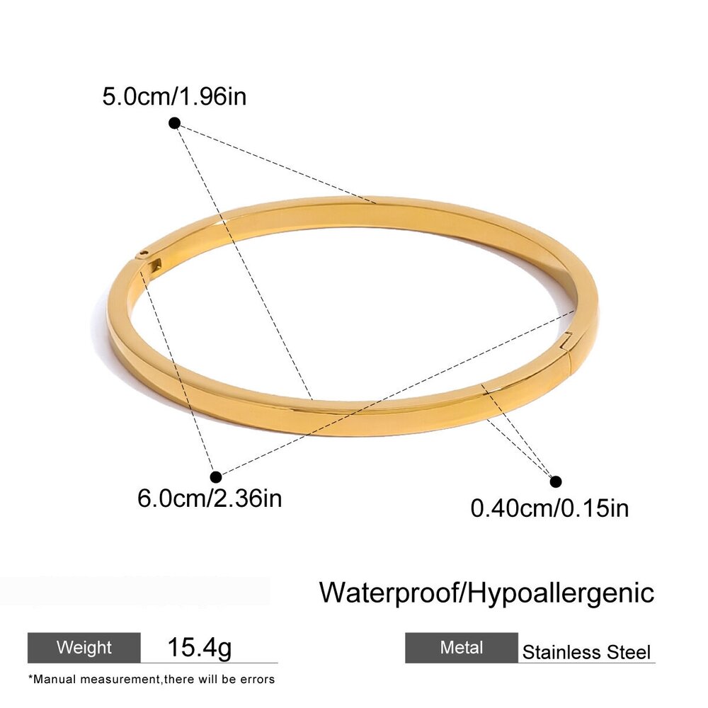 1 Piece Simple Series Classic Geometric Stainless Steel Gold Plated Women Bangles