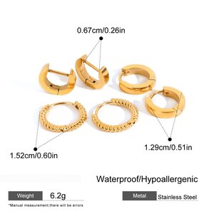 1 Pair Simple Series Retro Geometric Stainless Steel Gold Plated Women Earrings Set h5 Picture2