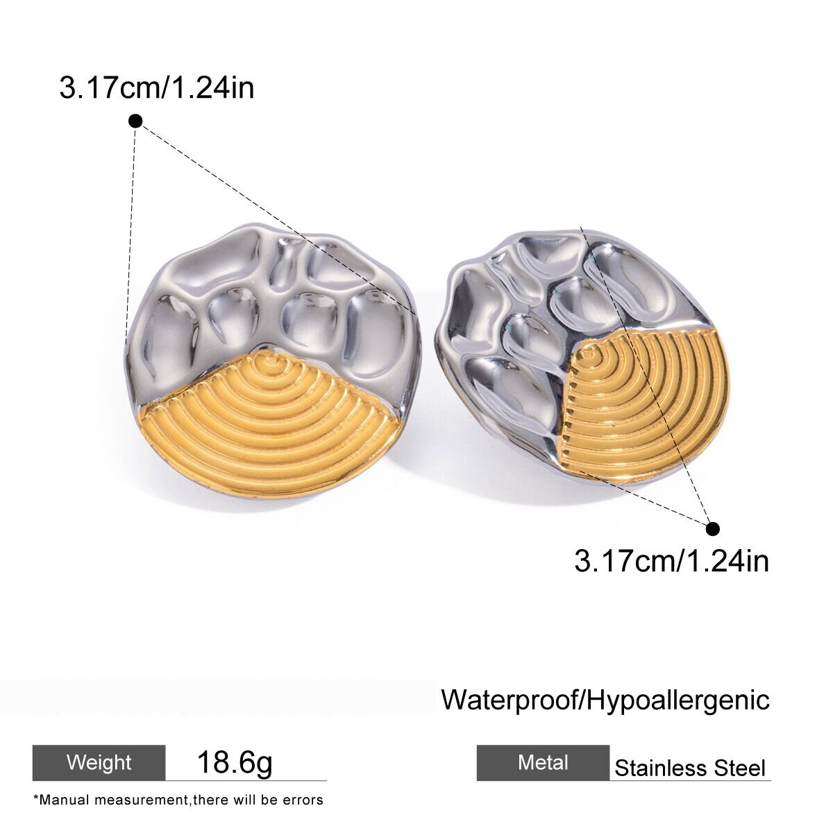 1 Pair Simple Series Retro Geometric Stainless Steel  Gold Plated Women Stud Earrings Picture2