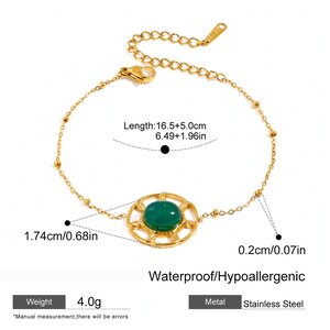 1 Piece Ethnic Series Retro Geometric Stainless Steel Gold Plated Natural Stone Women Charm Bracelets h5 Picture2