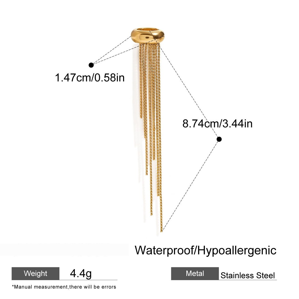 1 Pair Simple Series Retro Tassel Stainless Steel  Gold Plated Women Ear Cuffs Picture2