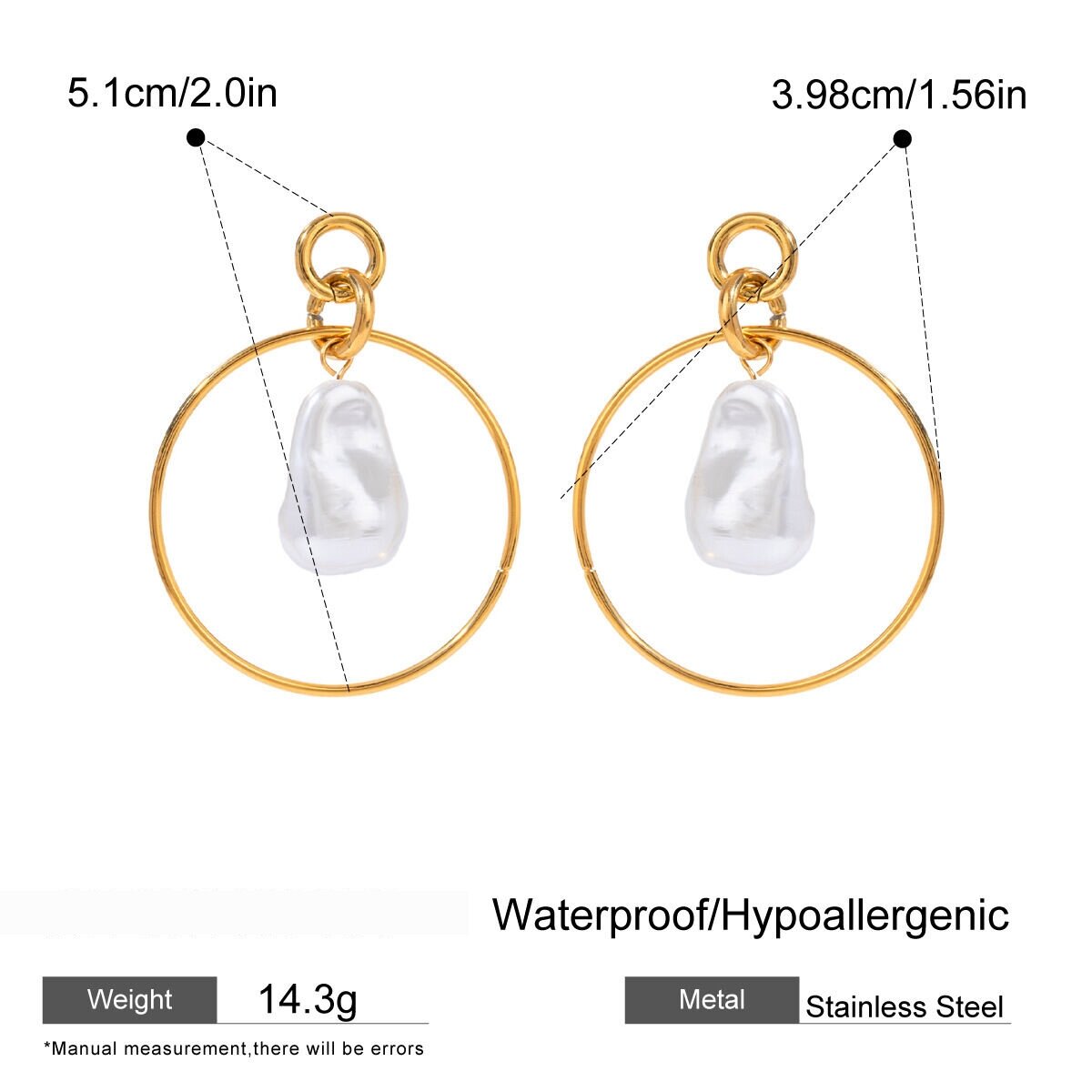 1 Pair Simple Series Elegant Geometric Stainless Steel  Gold Plated Artificial Pearl Women Drop Earrings h5 Picture2