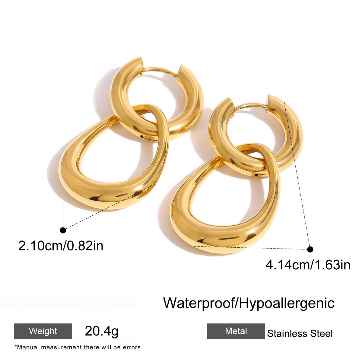 1 Pair Simple Series Simple Geometric Stainless Steel  Gold Plated Women Drop Earrings Picture2