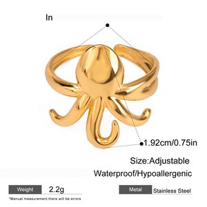 1 Par De Anillos Ajustables De Acero Inoxidable Chapados En Oro De 18 Quilates Para Mujer Con Diseño De Animales De Vacaciones De Serie Simple h5 Imagen2