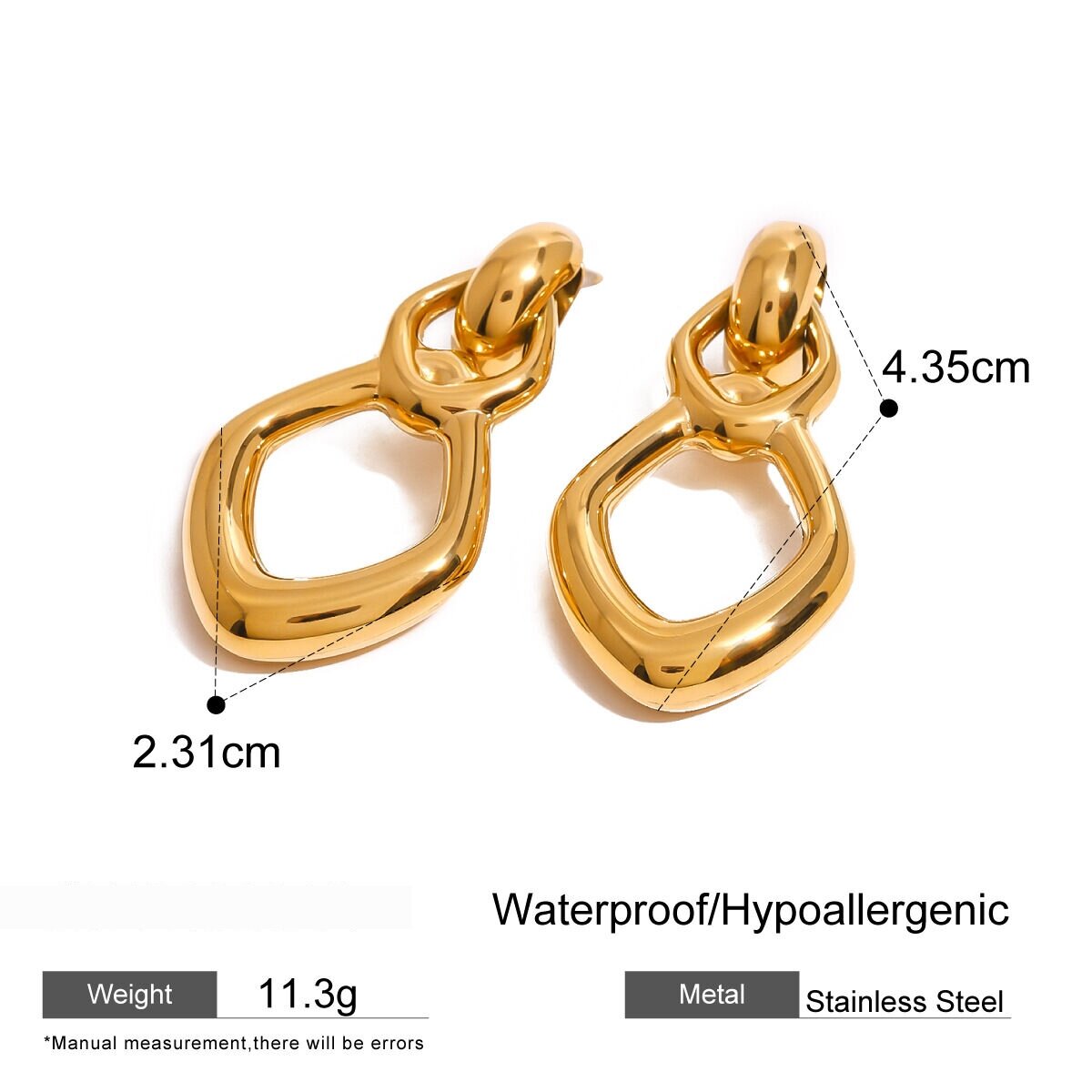 1 Pair Simple Series Simple Geometric Stainless Steel  Gold Plated Women Drop Earrings h5 Picture2