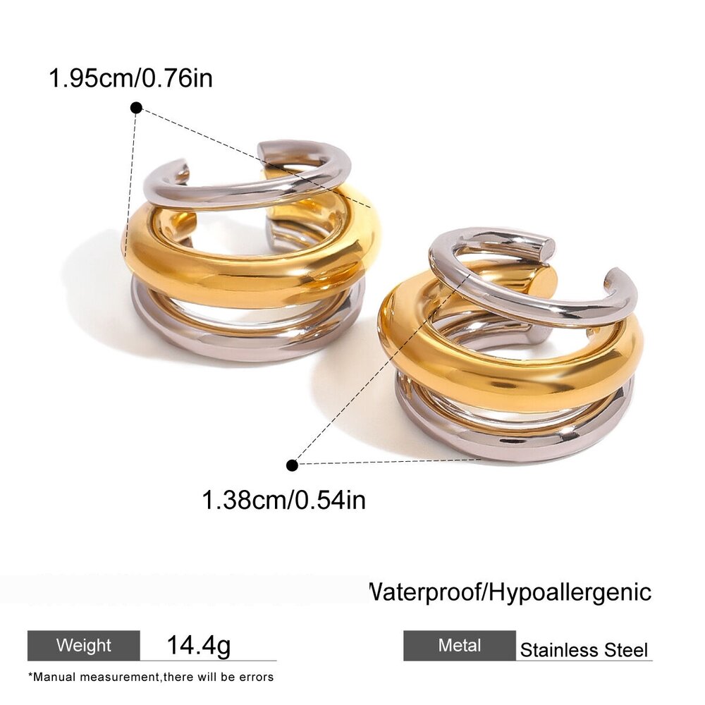 1 Pair Simple Series Casual Patchwork Stainless Steel Gold Plated Women Ear Cuffs Picture2