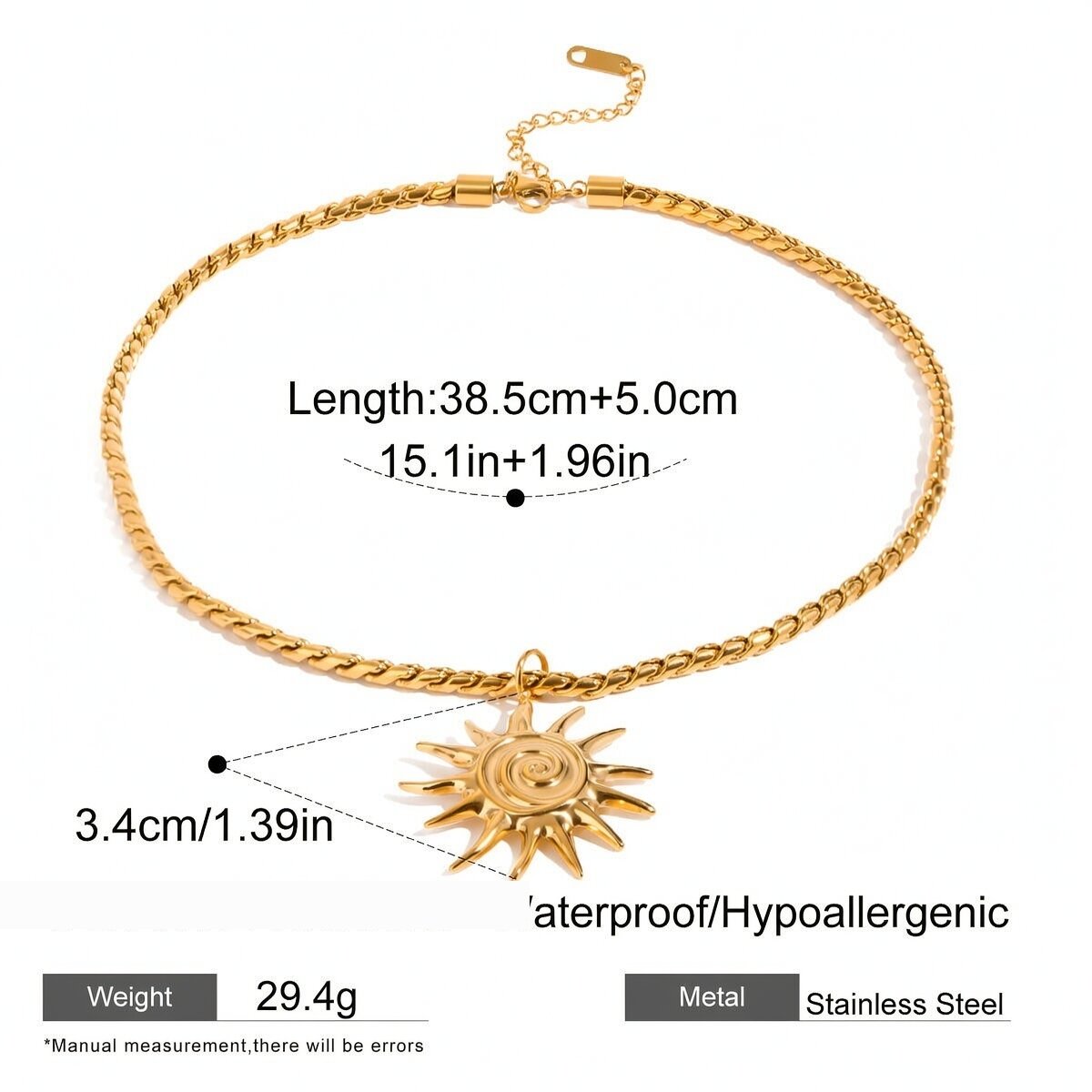 1 Piece Ethnic Series Classic Sun/Moon Stainless Steel  Gold Plated Women Pendant Necklaces h5 Picture2