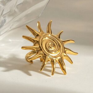 1 Piece Retro Sun Stainless Steel Waterproof Gold Color Women's Adjustable Rings h5
