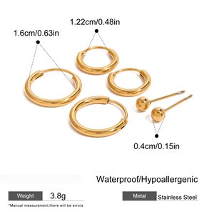 1 Set Daily Annular Stainless Steel Waterproof Gold Plated Women's Earrings Set h5 Picture2