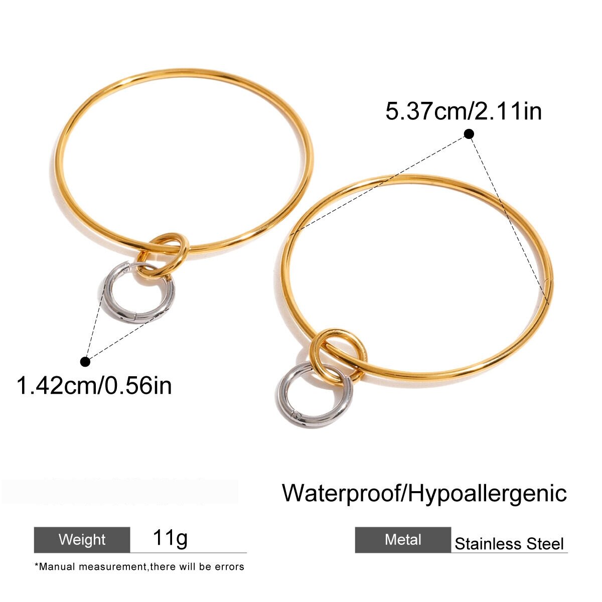 1 Pair Simple Series Simple Geometric Stainless Steel  Gold Plated Women Hoop Earrings Picture2