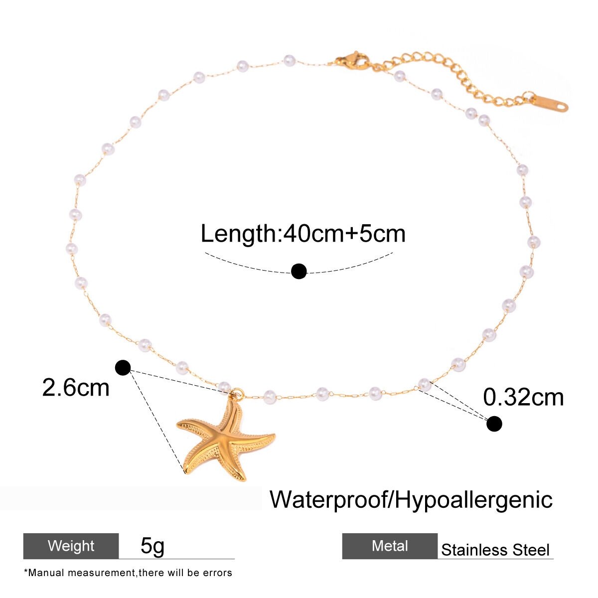 1 Piece Simple Series Simple Turtle Stainless Steel  Gold Plated Artificial Pearl Women Pendant Necklaces h5 Picture2