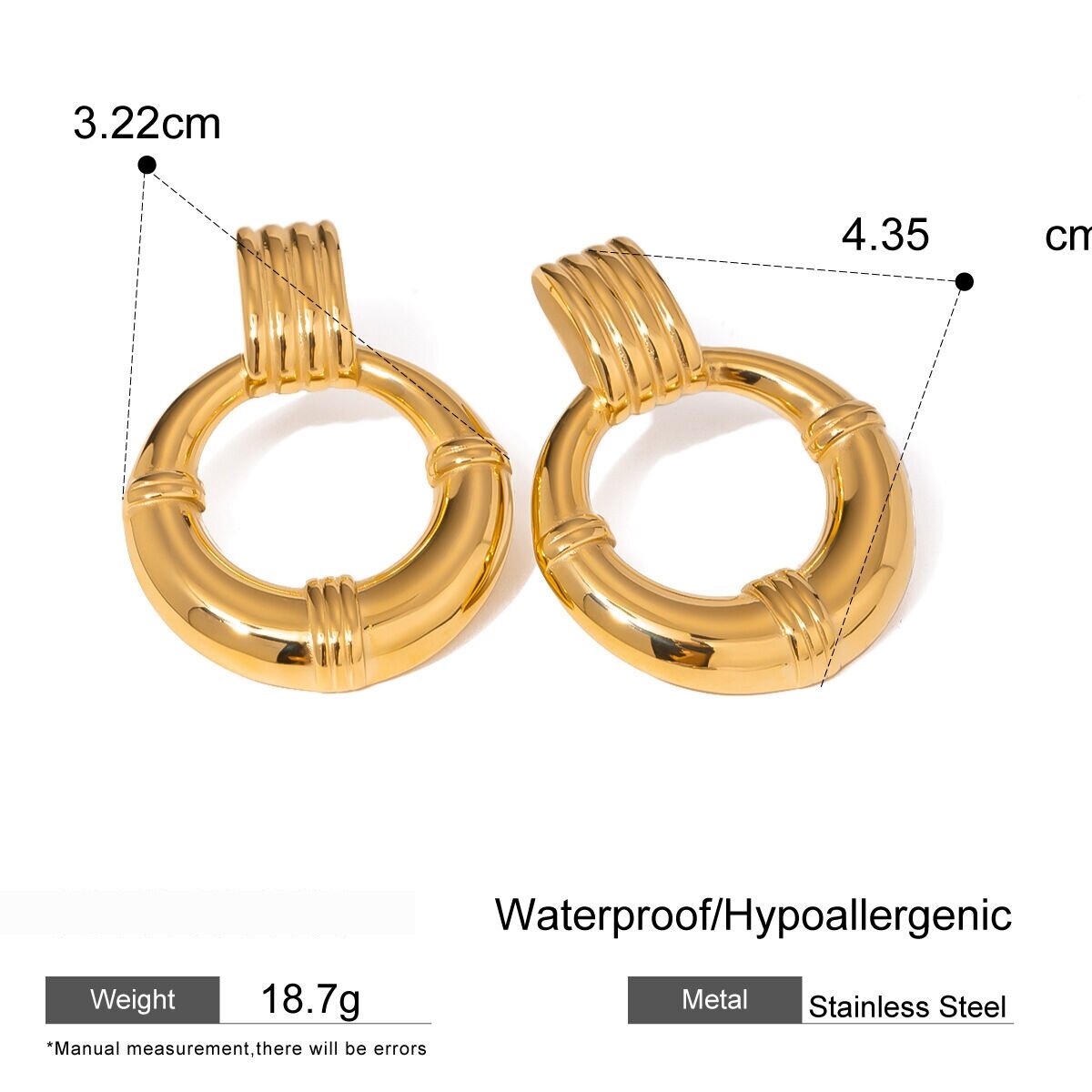 1 Pair Simple Series Retro Geometric Stainless Steel  Gold Plated Women Stud Earrings h5 Picture2