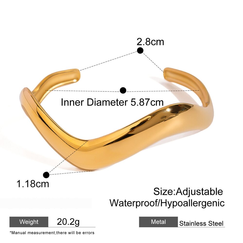 Pulseras De Acero Inoxidable Chapadas En Oro De 18 Quilates Para Mujer, Serie Simple, Color Sólido, 1 Unidad h5Imagen2