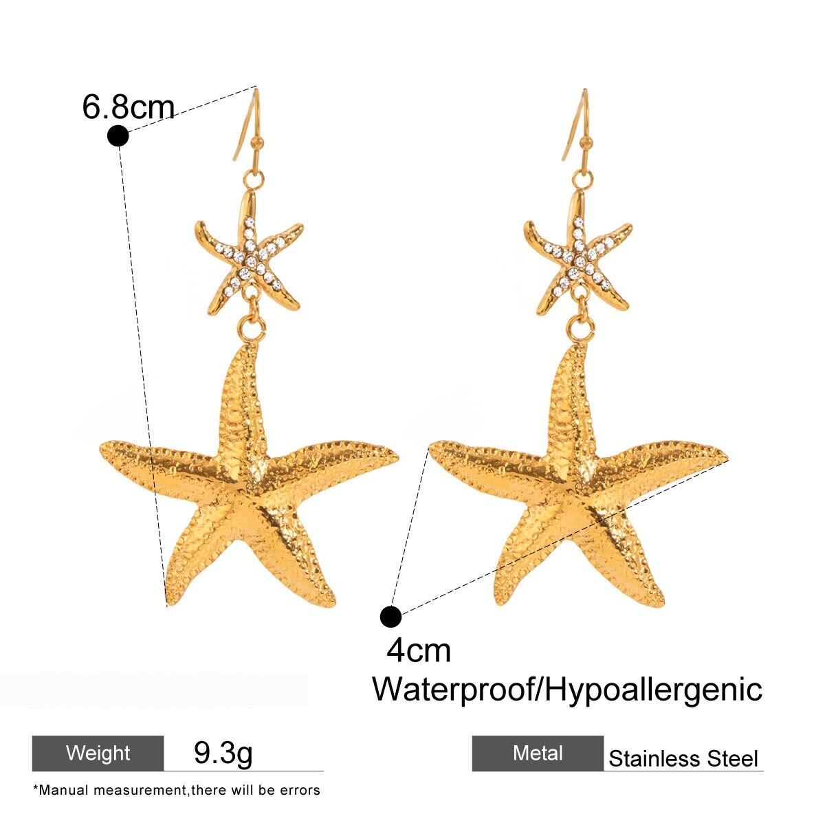 1 Pair Simple Series Vacation Turtle Stainless Steel  Gold Plated Rhinestone Women Drop Earrings Picture2