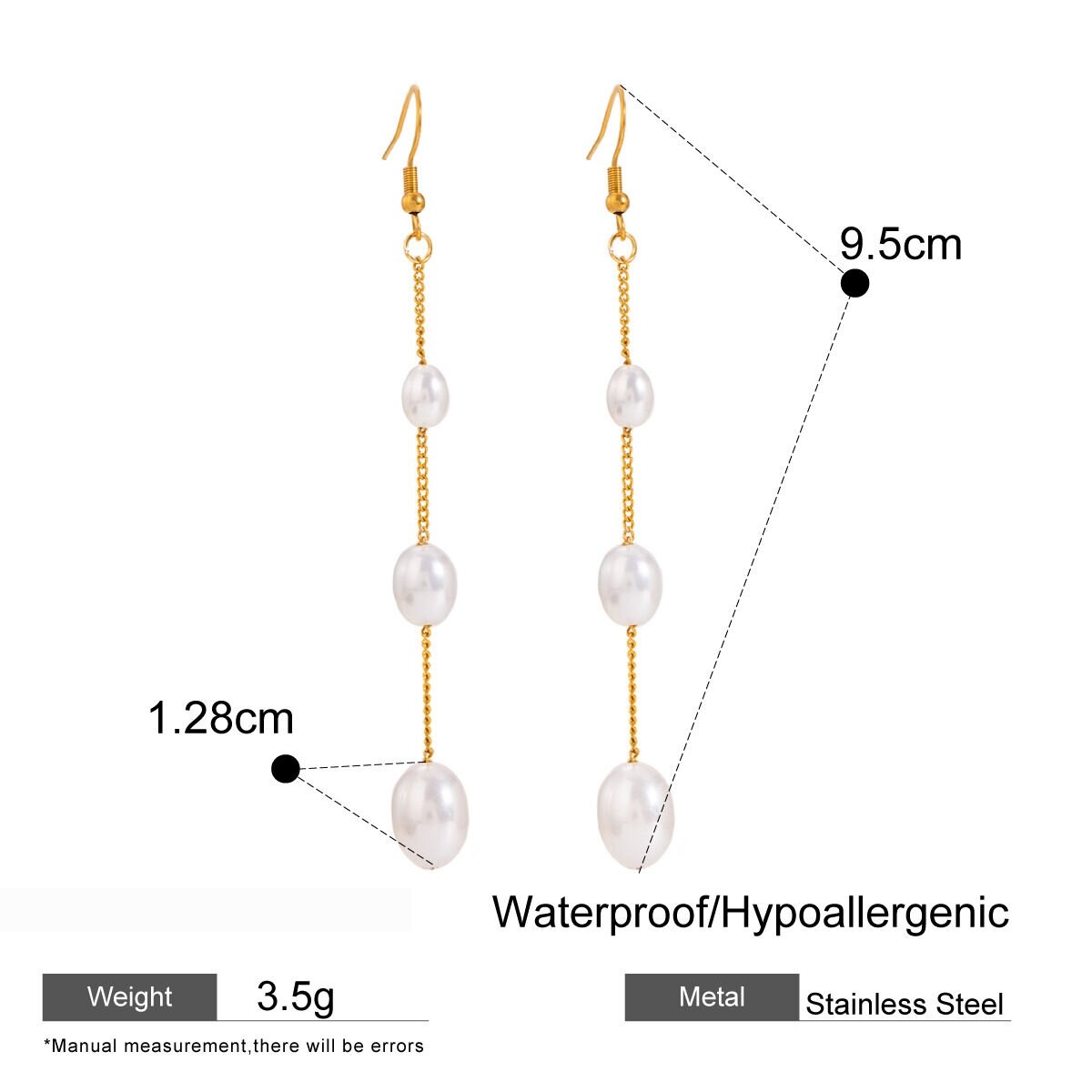 1 Pair Simple Series Elegant Tassel Stainless Steel  Gold Plated Artificial Pearl Women Beads Earrings h5 Picture2