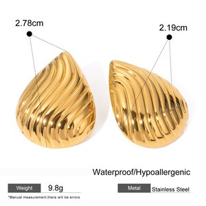 Schlichte, Tropfenförmige Ohrstecker Aus Edelstahl In Goldfarbe Für Damen h5