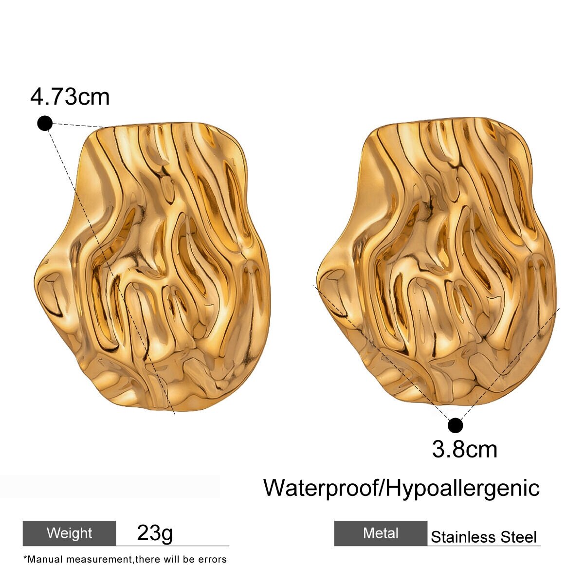 1 Pair Simple Series Retro Geometric Stainless Steel  Gold Plated Women Stud Earrings Picture2