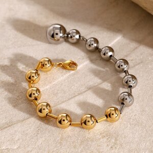 1 Piece Simple Series Simple Geometric Stainless Steel Gold Plated Women Beaded Bracelets h5