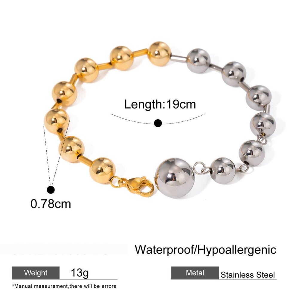 1 Piece Simple Series Simple Geometric Stainless Steel Gold Plated Women Beaded Bracelets Picture2