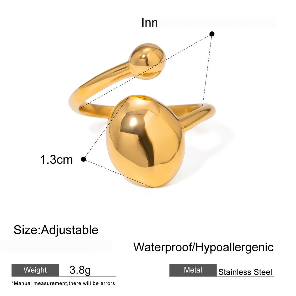 1 Paire De Bagues Ajustables Géométriques Simples En Acier Inoxydable Plaqué Or Pour Femme Image2