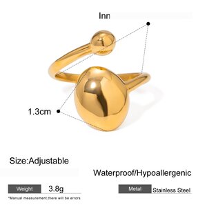 1 Paire De Bagues Ajustables Géométriques Simples En Acier Inoxydable Plaqué Or Pour Femme h5 Image2
