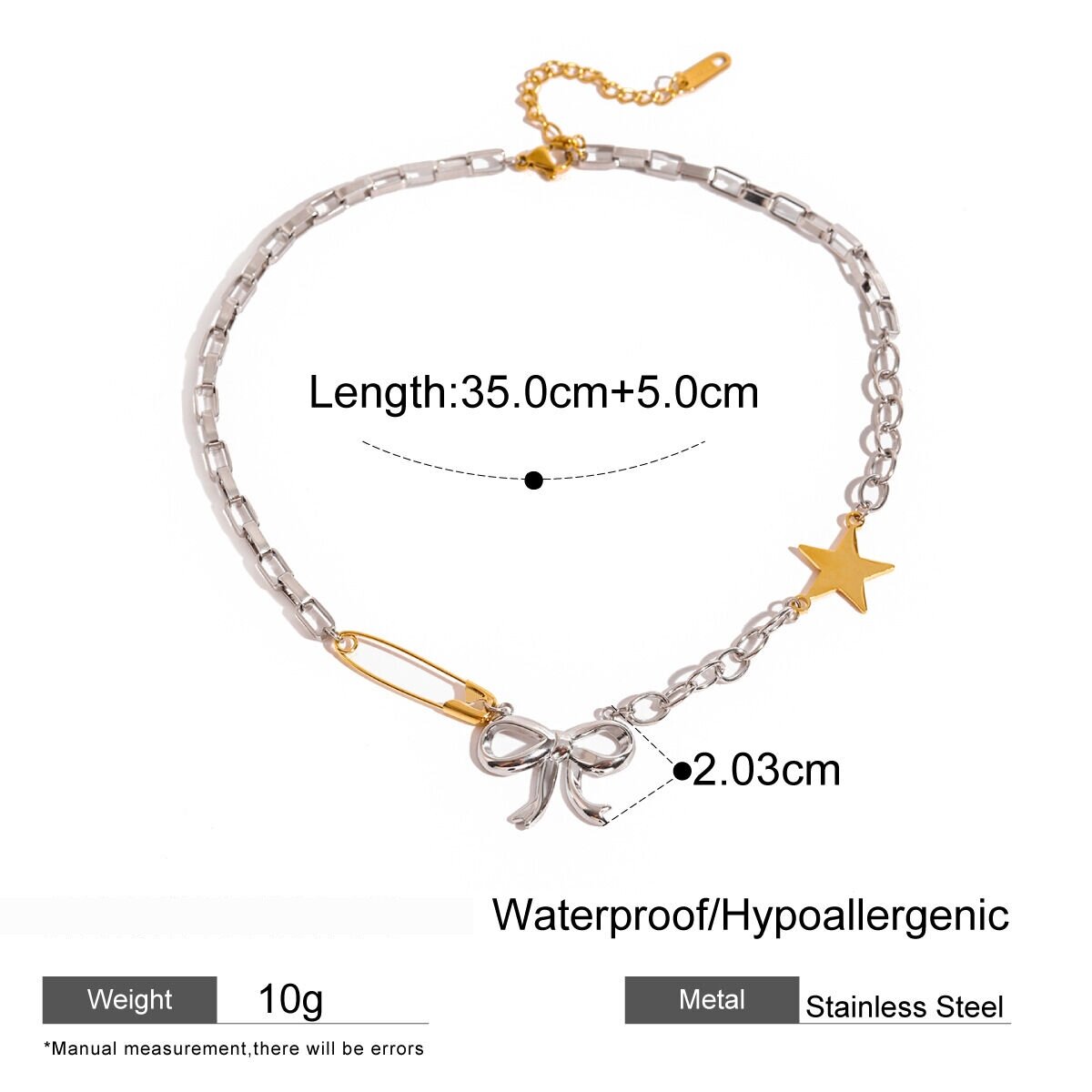 1 Piece Simple Series Retro Bow Knot Stainless Steel  Gold Plated Women Pendant Necklaces Picture2