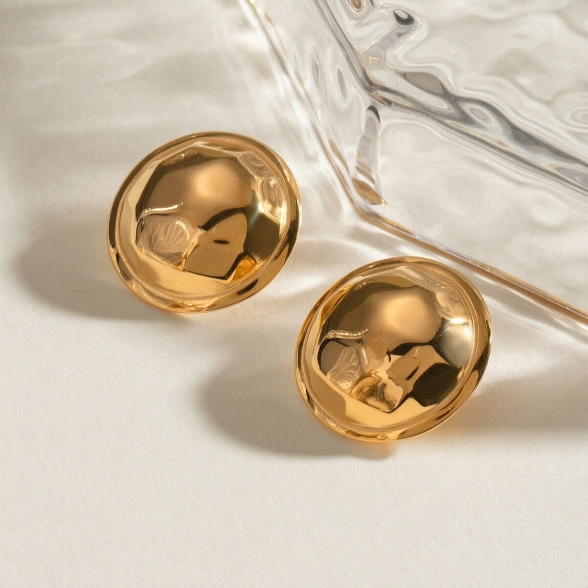 1 Pair Simple Series Simple Geometric Stainless Steel  Gold Plated Women Stud Earrings h5 