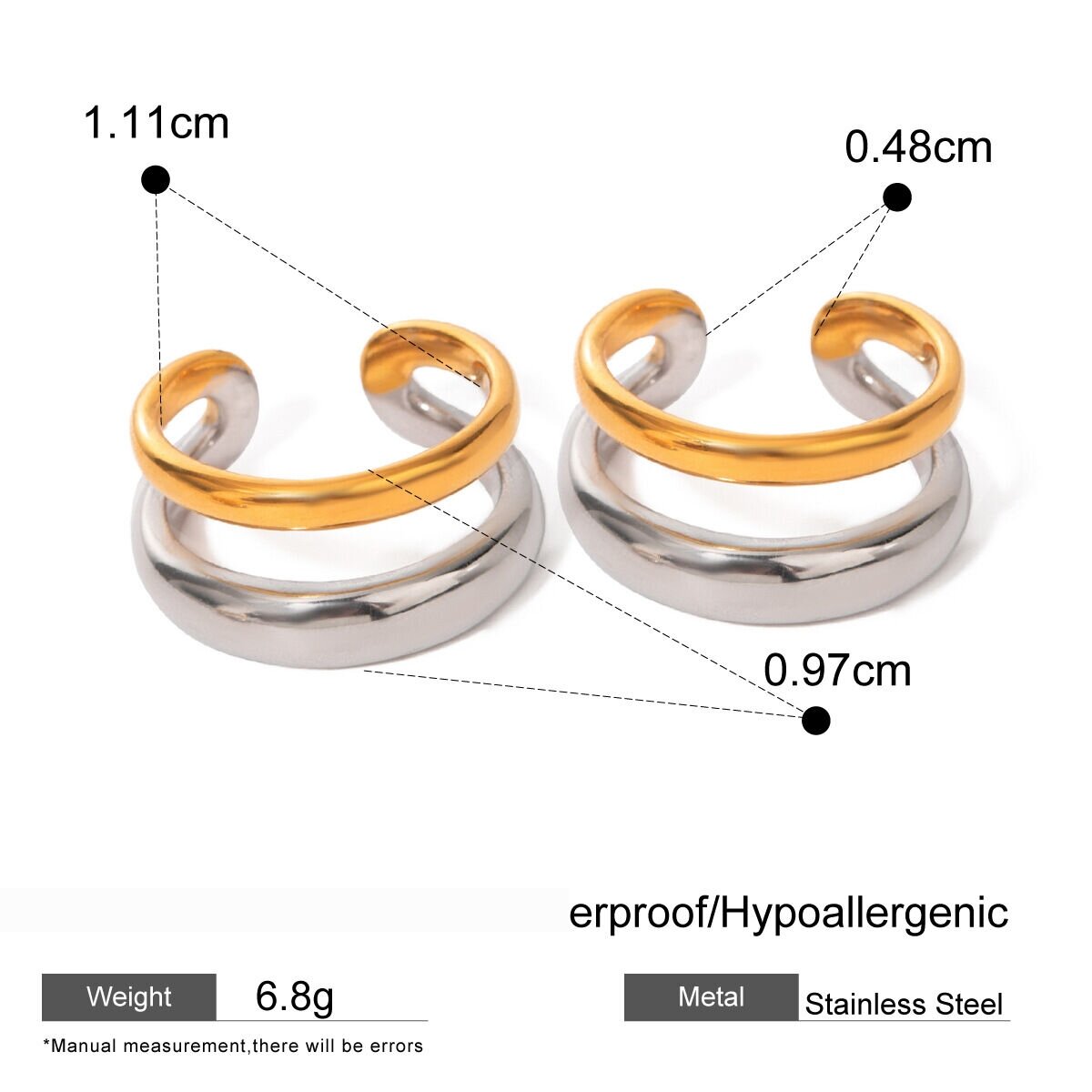 1 Pair Simple Style Geometric Stainless Steel  Gold Plated Women's Single Ring h5 Picture2