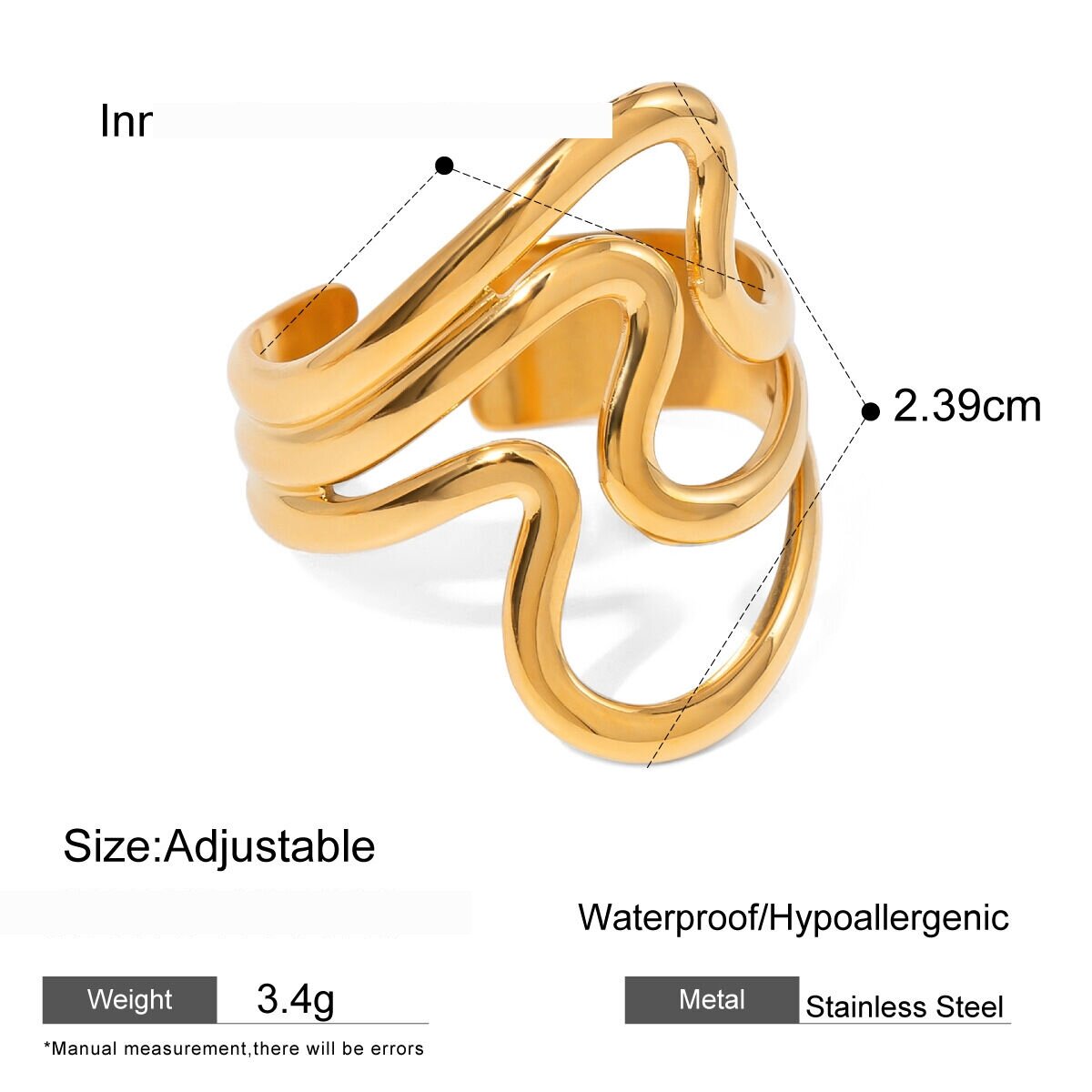 1 Piece Geometric Stainless Steel Waterproof Gold Plated Women's Single Ring h5 Picture2