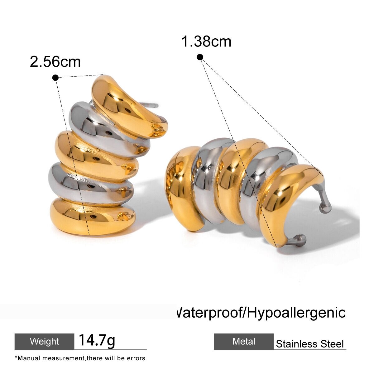 1 Pair Simple Retro Style Geometric Stainless Steel  Gold Plated Women's Ear Cuffs Picture2