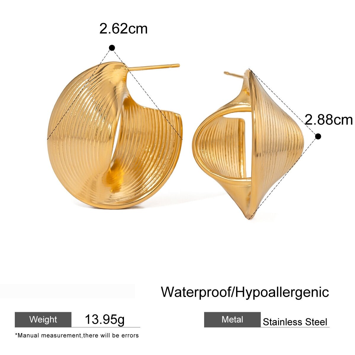 1 Pair Simple Series  Style Line Stainless Steel  Gold Plated Women Stud Earrings Picture2