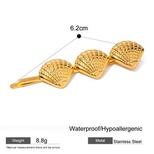 1 Pair Simple Series Style Turtle Stainless Steel Gold Plated Women Hair Clips h5 Picture2