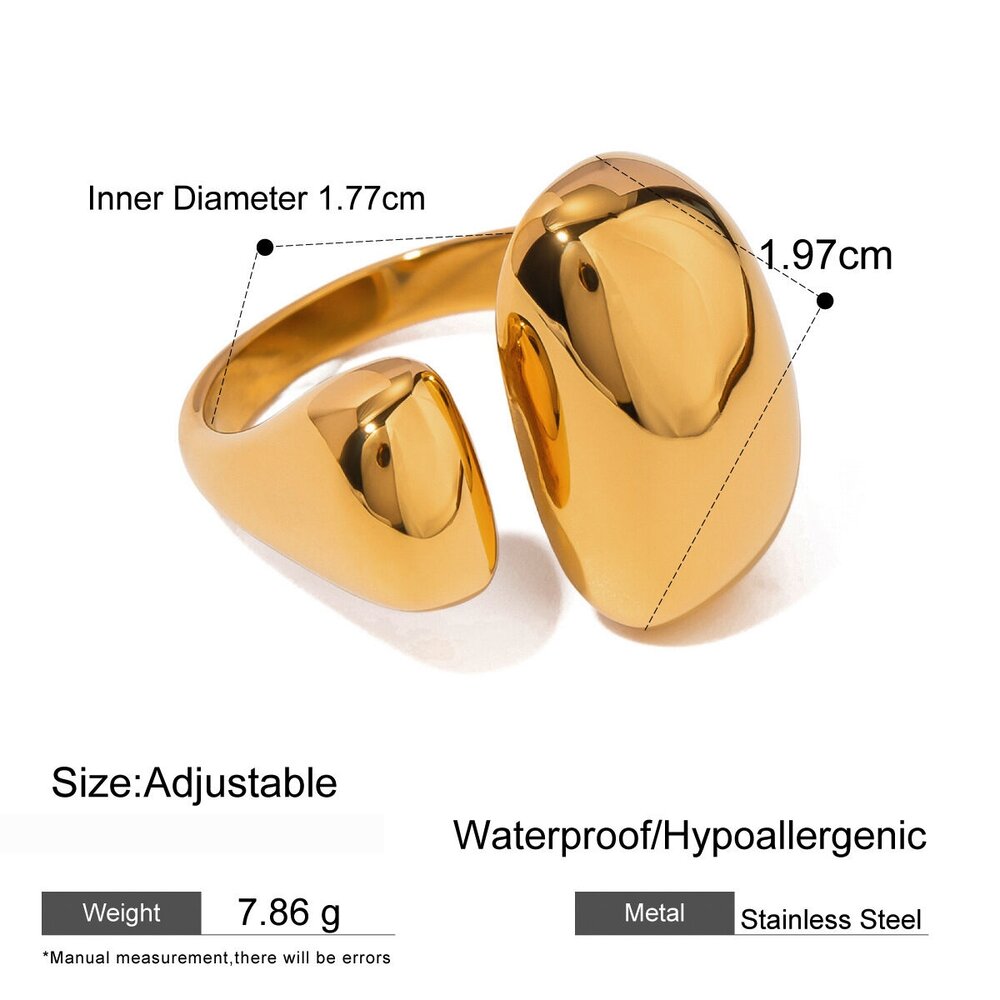 1 Stück Moderner, Wasserdichter, Vergoldeter Damenring Aus Edelstahl Mit Zirkonia, Verstellbar Bild2
