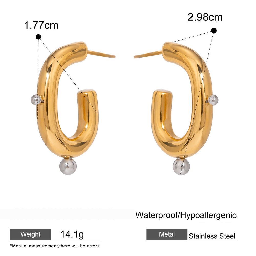 1 Pair Simple Series Style Geometric Stainless Steel Gold Plated Artificial Pearl Women Stud Earrings Picture2