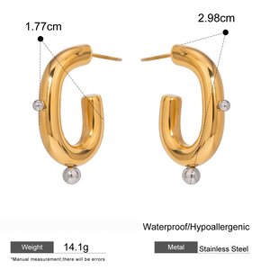 1 Pair Simple Series Style Geometric Stainless Steel Gold Plated Artificial Pearl Women Stud Earrings h5 Picture2