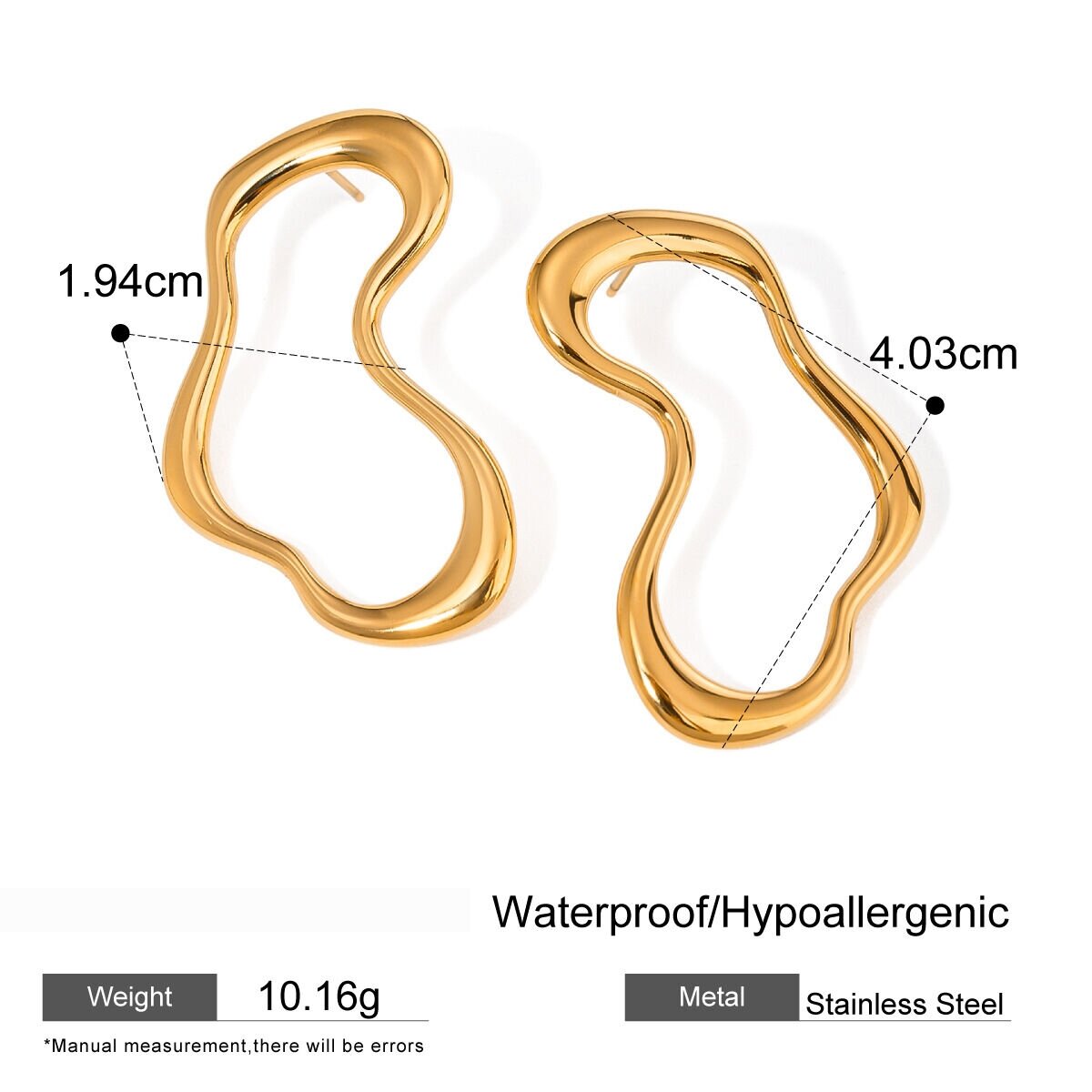 1 Pair Simple Series Simple Geometric Stainless Steel  Gold Plated Women Stud Earrings Picture2